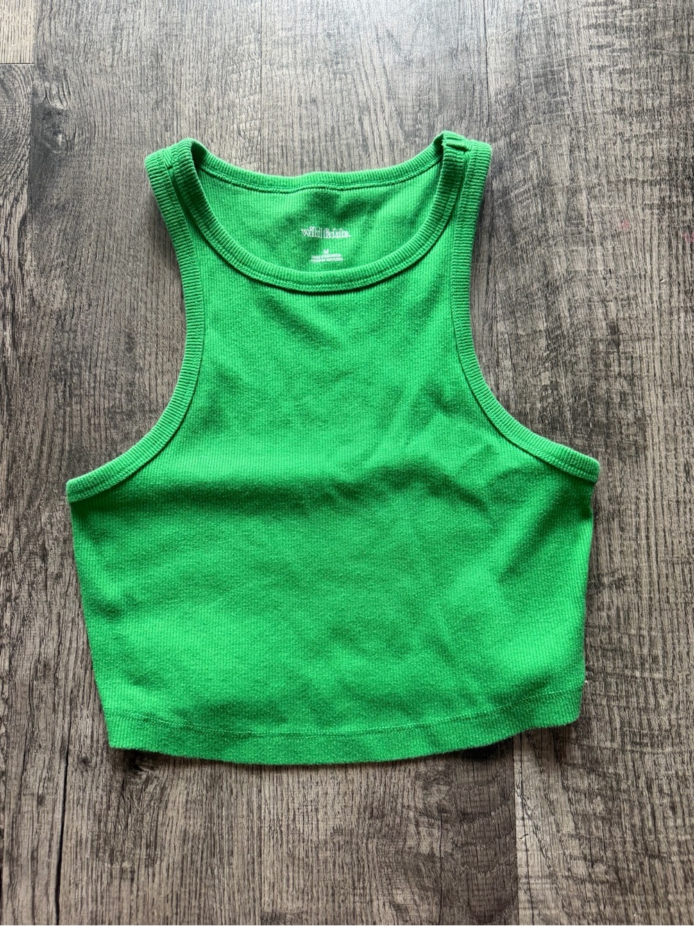 wild fable Bright Green Ribbed Crop Tank